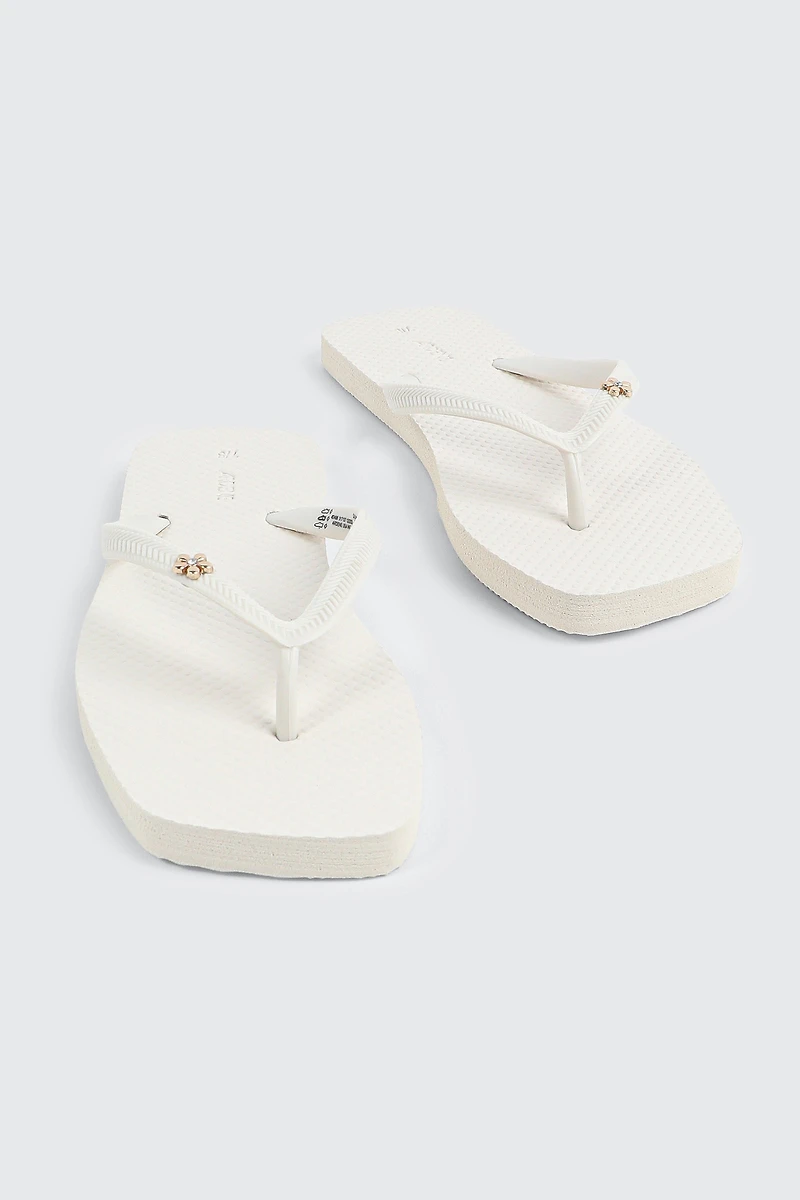 Flower Embellished Flip Flops