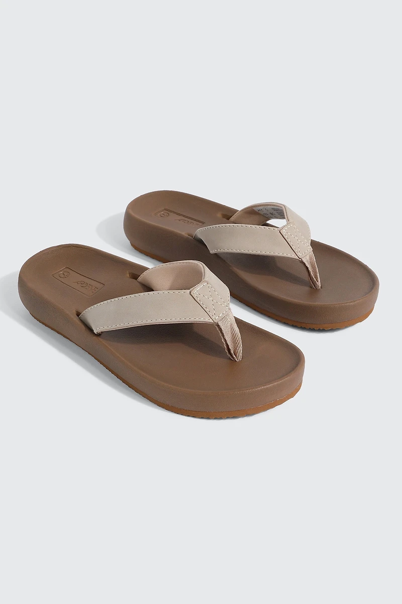 Faux Leather Flat Sandals