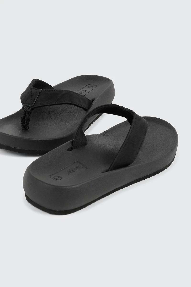 Faux Leather Flat Sandals