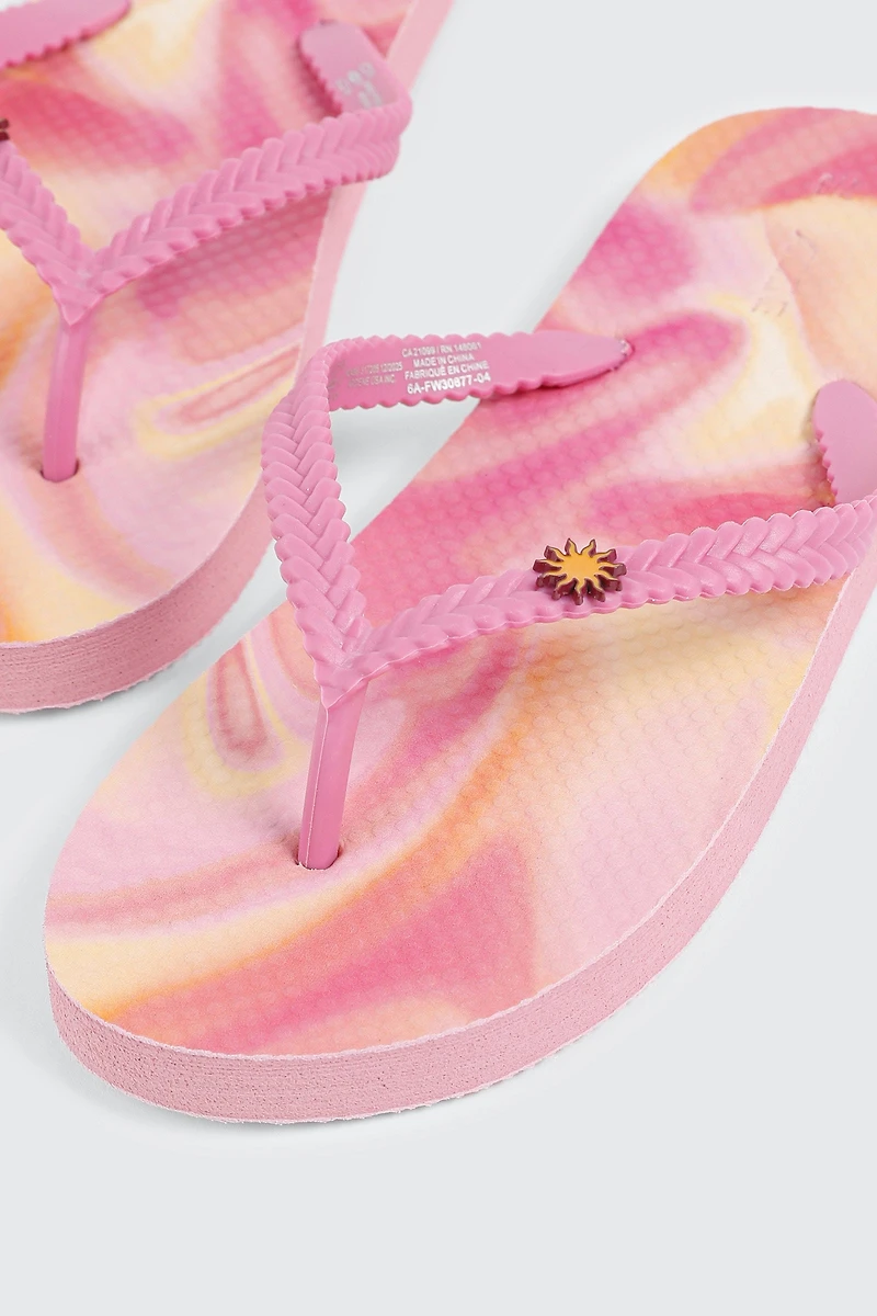 Printed Braided Flip Flops