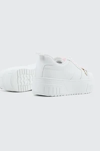 Thick Sole Court Sneakers with Charm