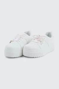 Thick Sole Court Sneakers with Charm