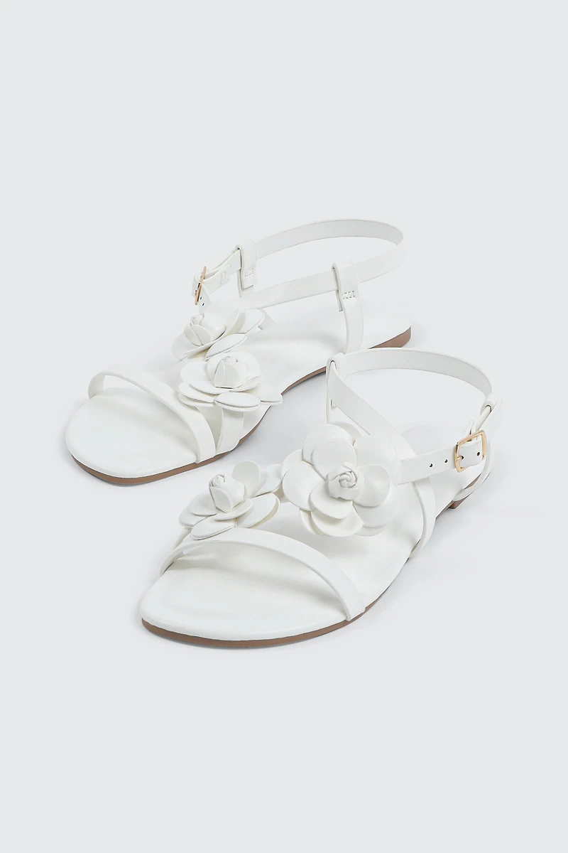 3D Floral Flat Sandals