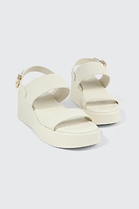 Faux Leather Wedge Sandals