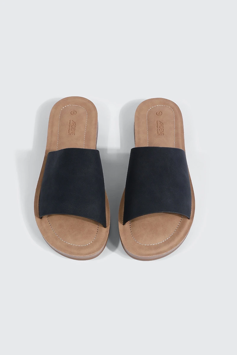 Faux Leather One Band Slide Sandals