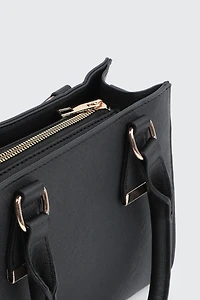 Faux Leather Structured Handbag