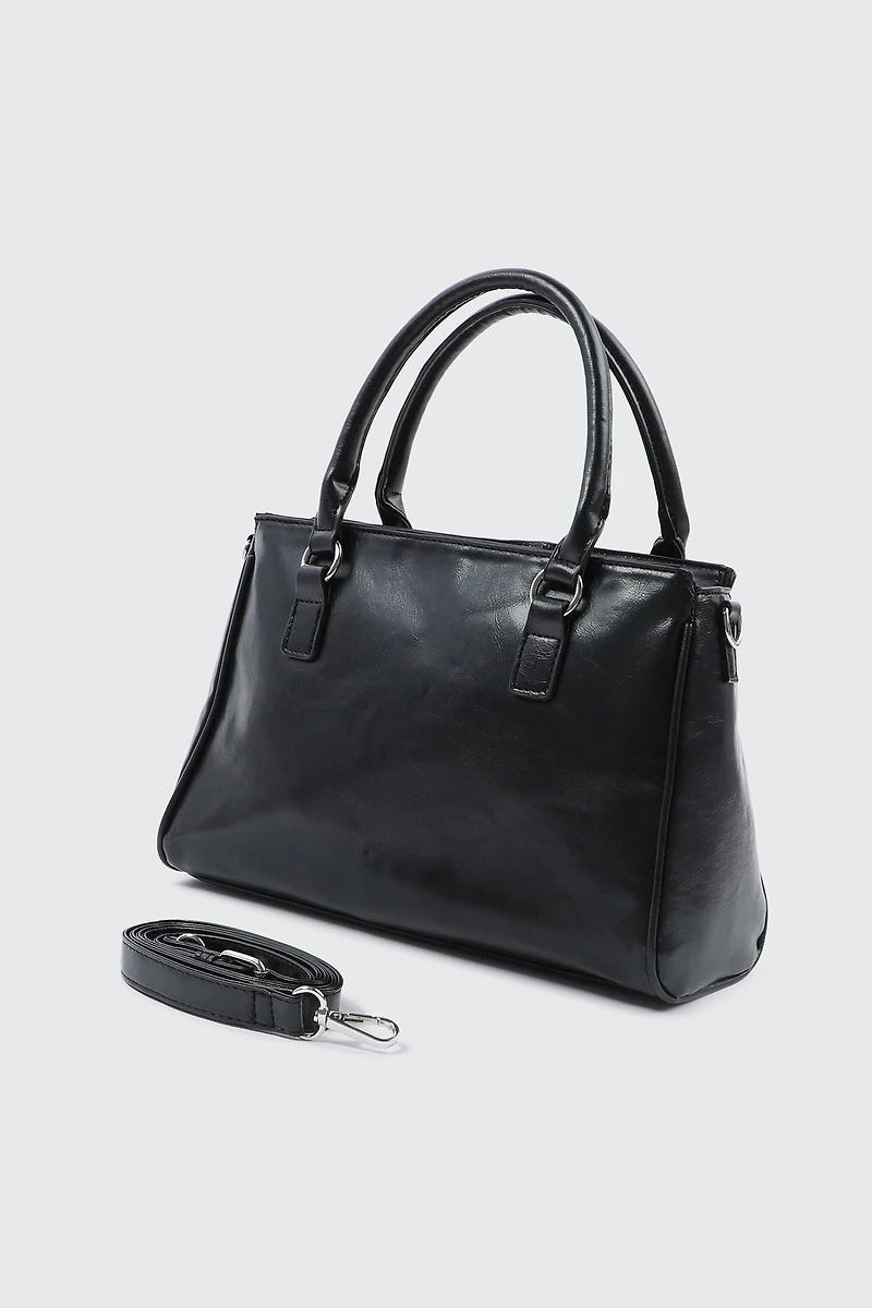 Crinkle Faux Leather Tote Bag