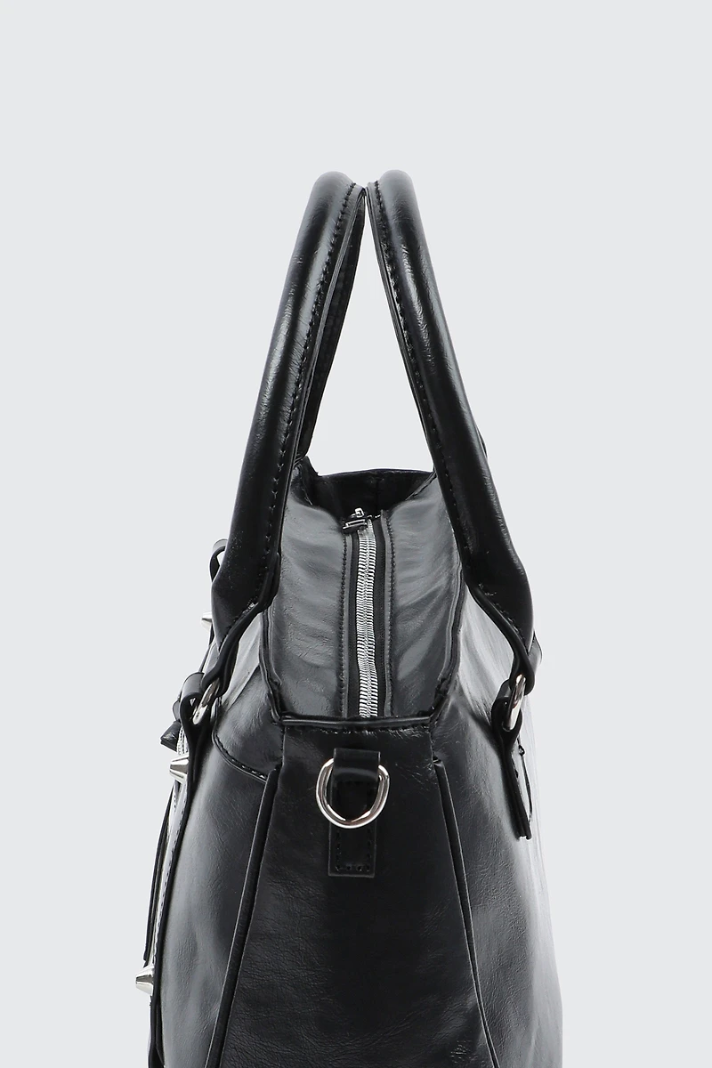 Crinkle Faux Leather Tote Bag