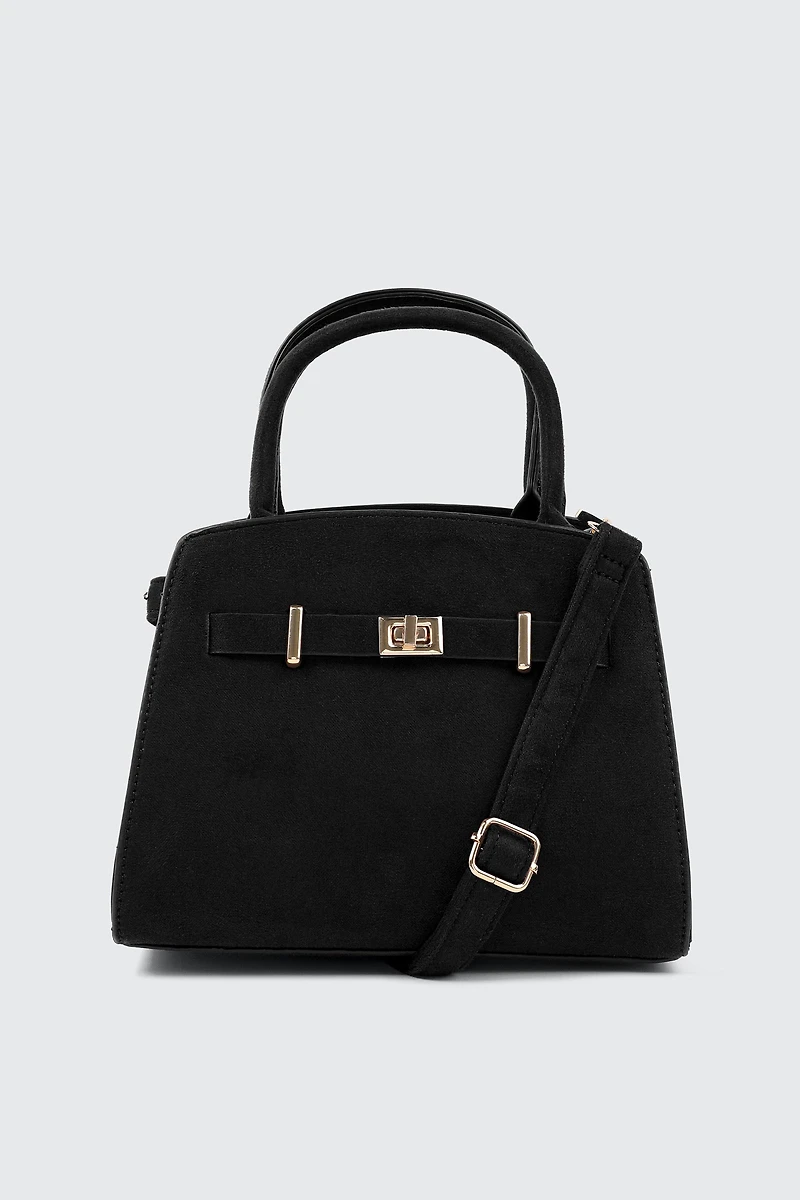 Faux Suede Structured Handbag