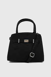 Faux Suede Structured Handbag