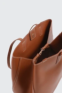 Large Faux Leather Tote Bag with Pouch