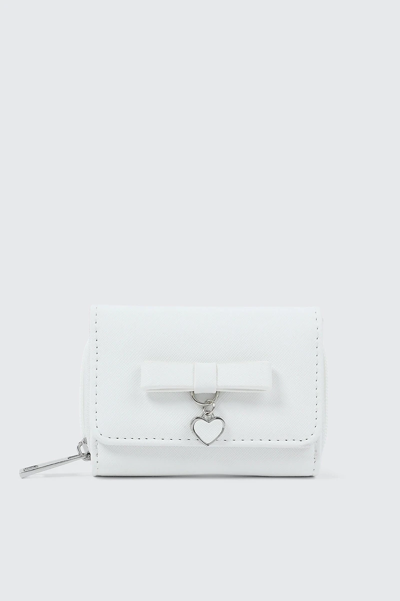 Folded Wallet with Heart Charm Detail