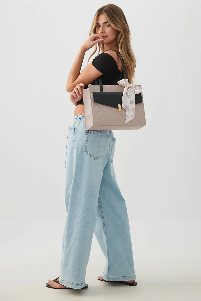Quilted Structured Tote Bag