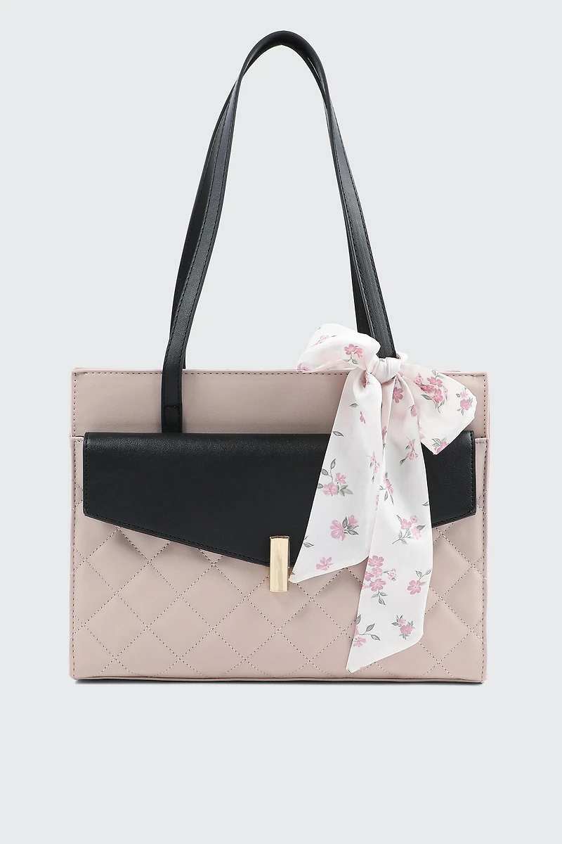 Quilted Structured Tote Bag