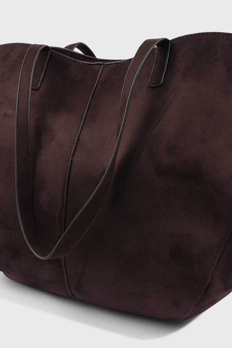Large Faux Suede Tote Bag