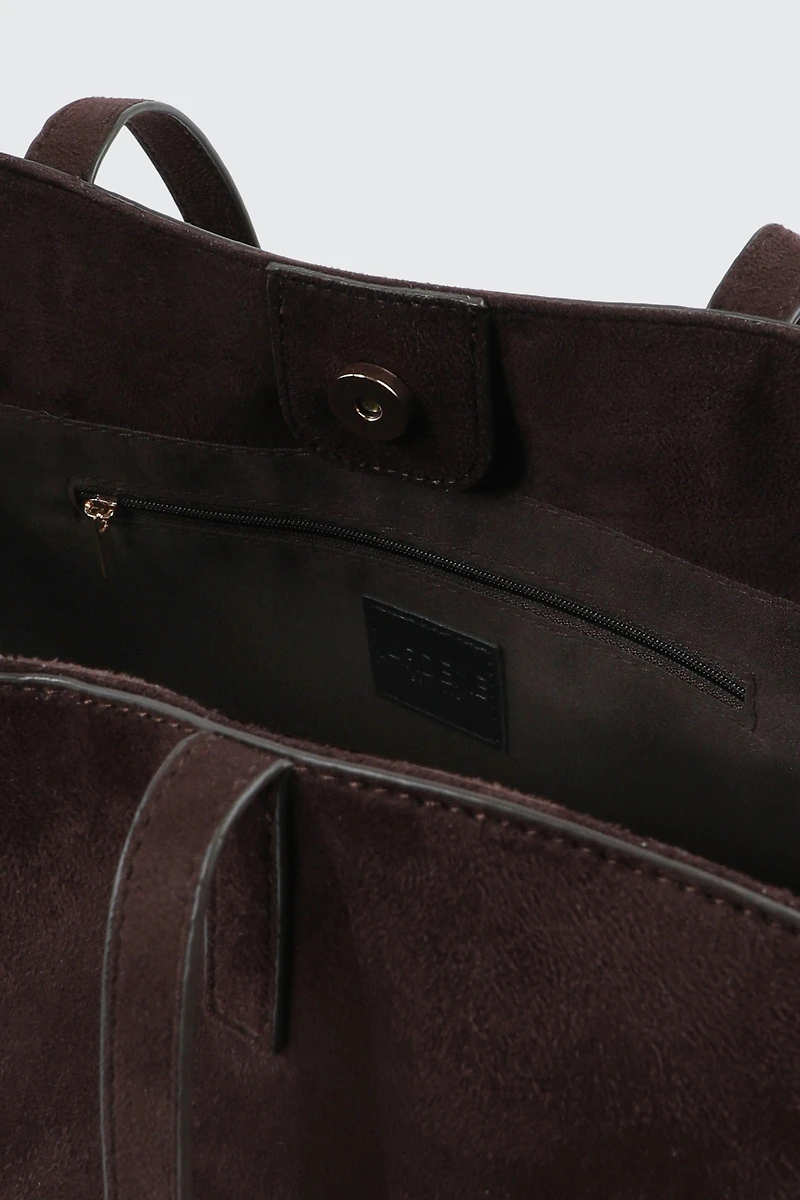 Large Faux Suede Tote Bag