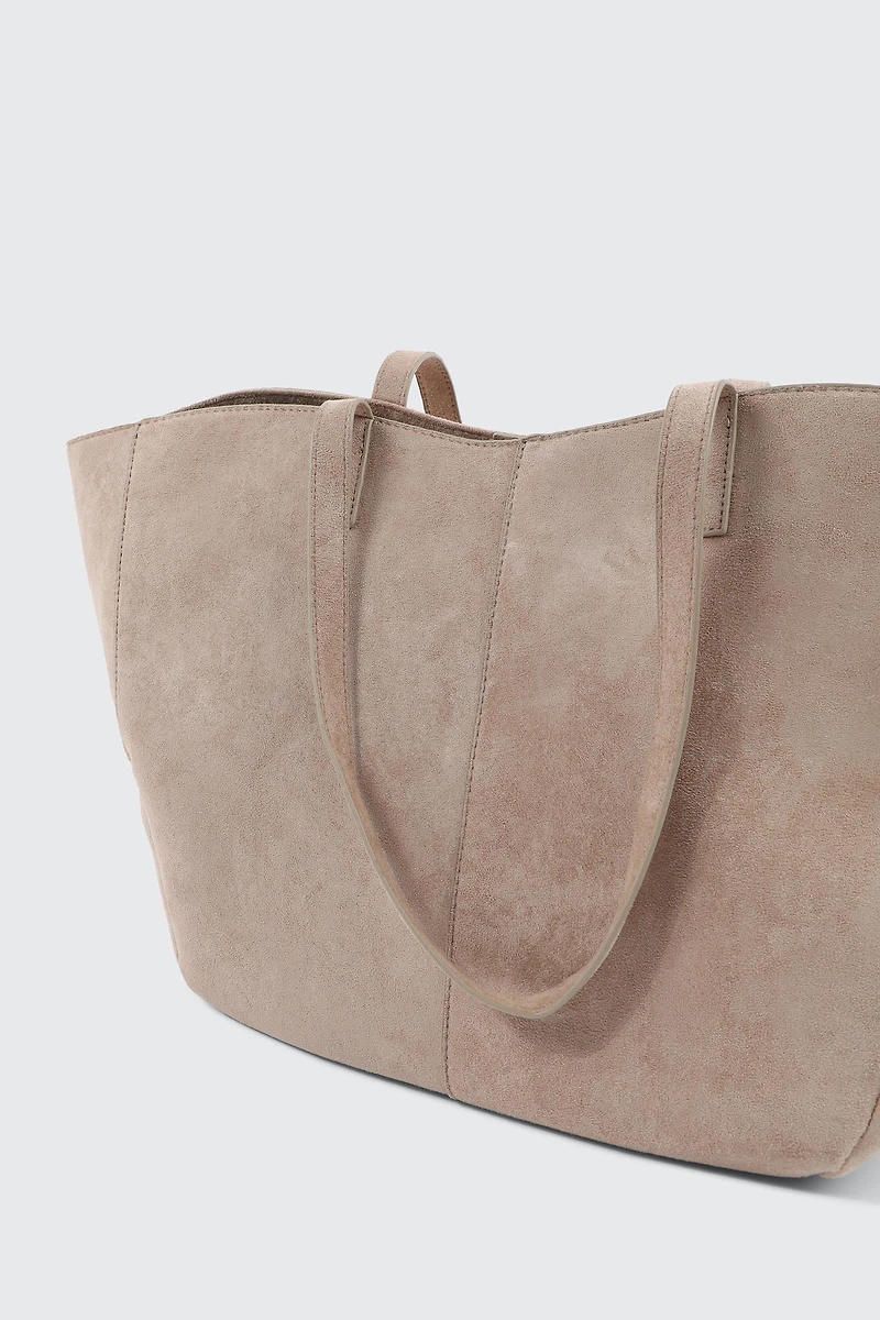 Large Faux Suede Tote Bag