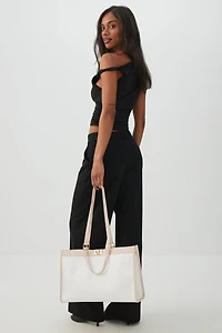Large Faux Leather Tote Bag