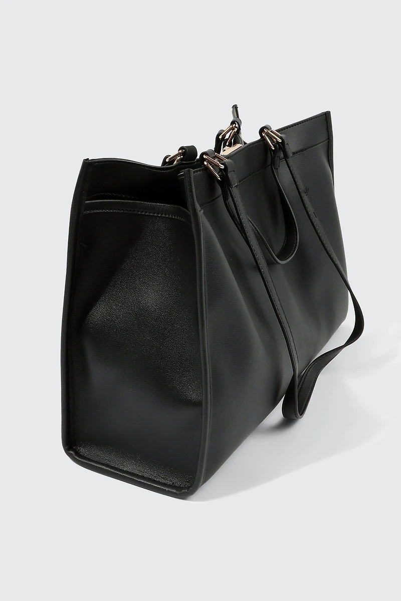Large Faux Leather Tote Bag