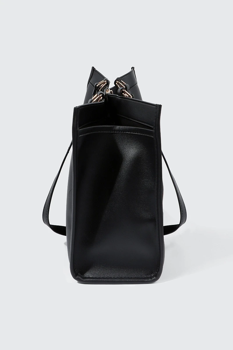Large Faux Leather Tote Bag