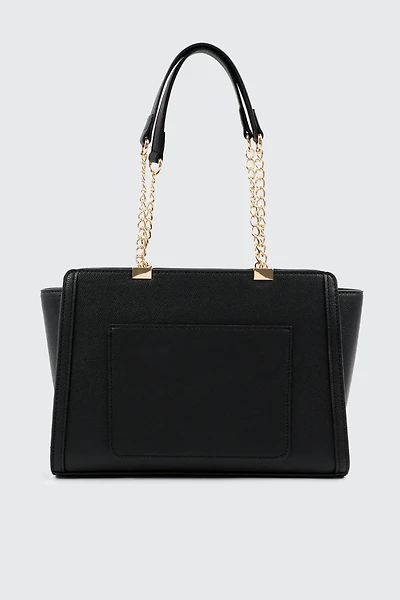 Faux Leather Tote Bag with Chain Straps