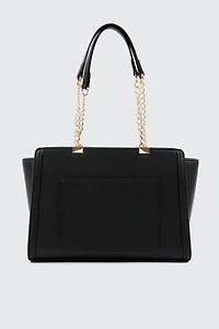 Faux Leather Tote Bag with Chain Straps