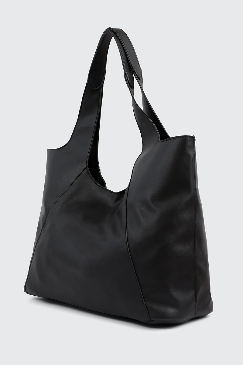 Large Faux Leather Slouchy Shoulder Bag