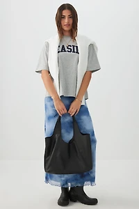 Large Faux Leather Slouchy Shoulder Bag