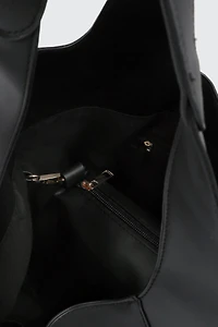 Large Faux Leather Slouchy Shoulder Bag