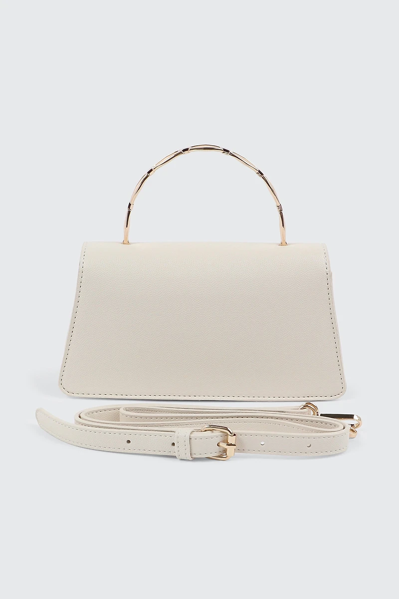 Faux Leather Evening bag with Metal Handle