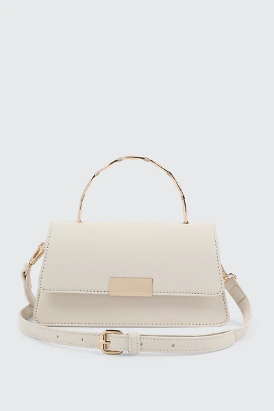 Faux Leather Evening bag with Metal Handle