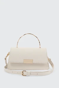 Faux Leather Evening bag with Metal Handle