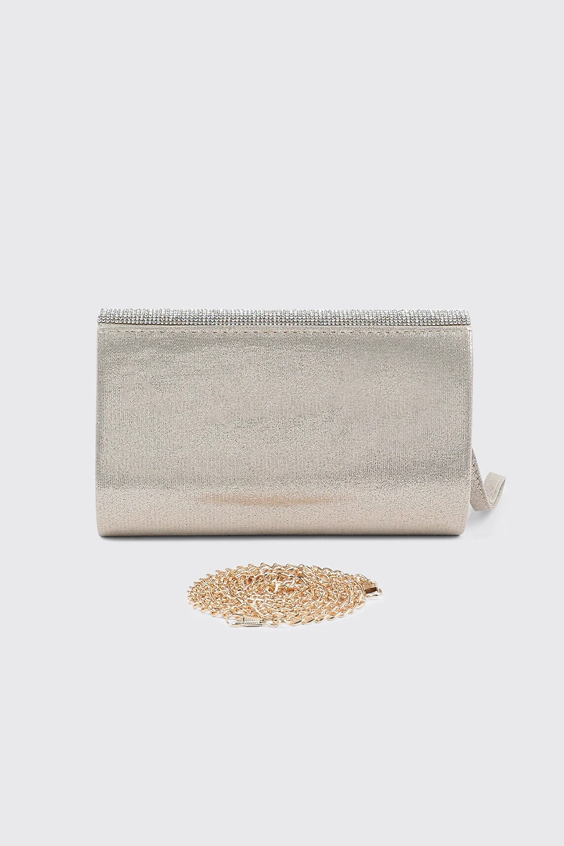 Pochette à rabat ornée de strass