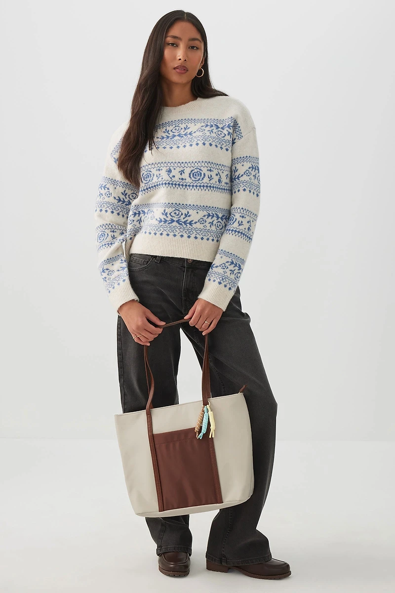 Nylon Tote Bag with Charms