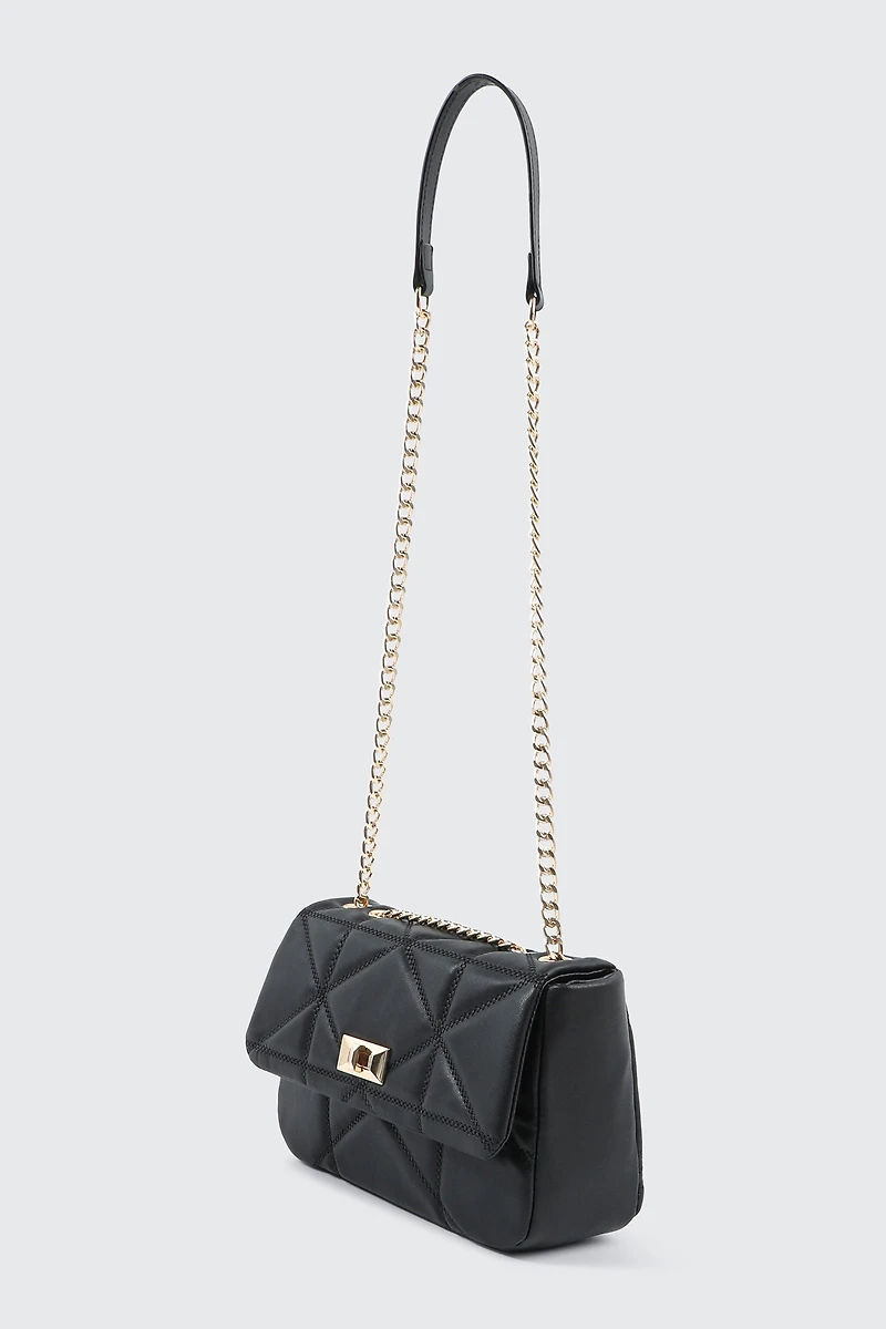 Quilted Faux Leather Crossbody Bag