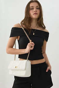 Quilted Faux Leather Crossbody Bag