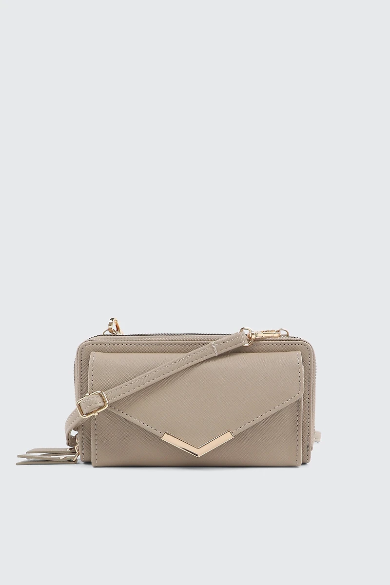 Faux Leather Crossbody Wallet