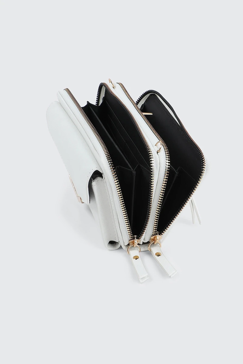 Faux Leather Crossbody Wallet