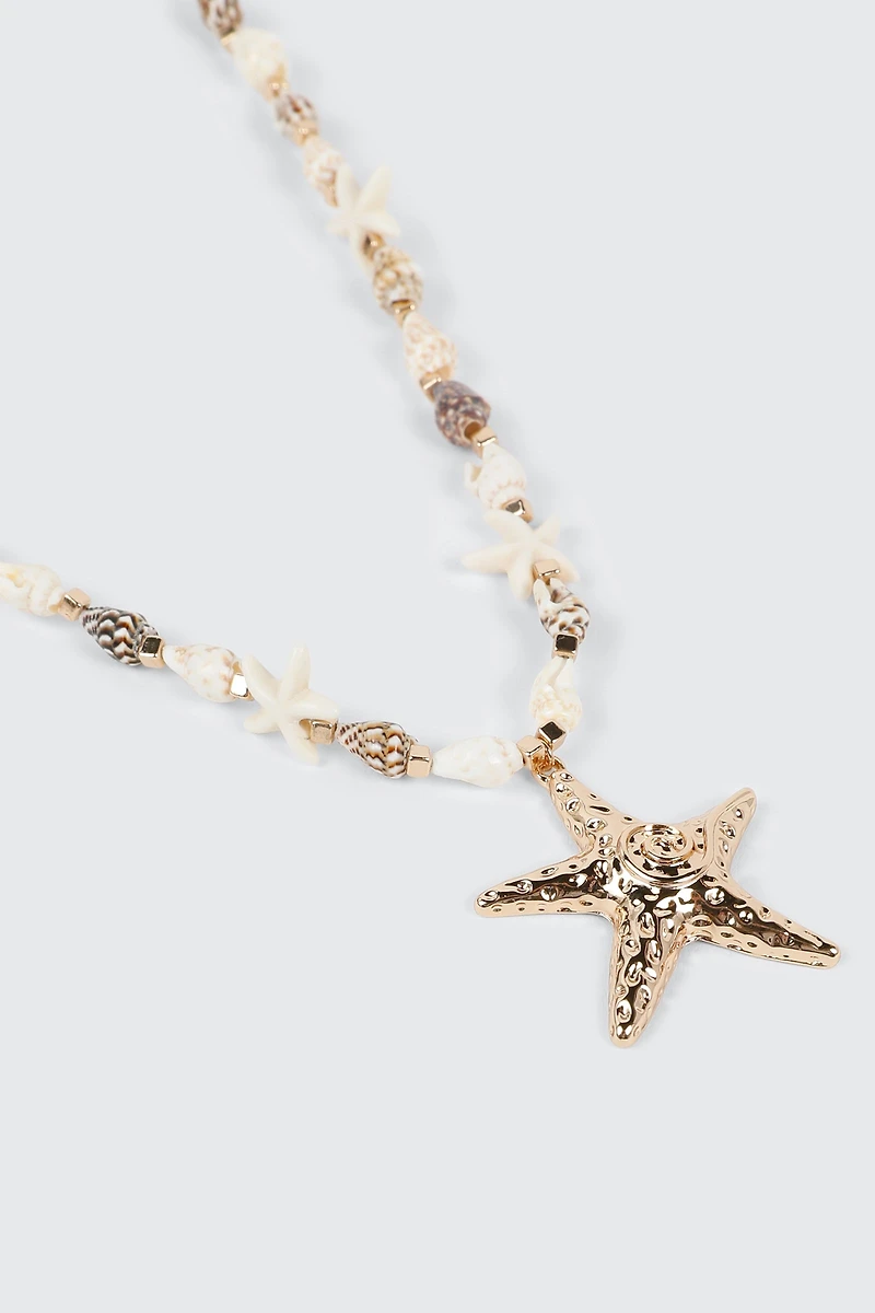 Collier pendentif coquillage étoile