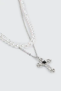 Cross Pendant Layered Necklace