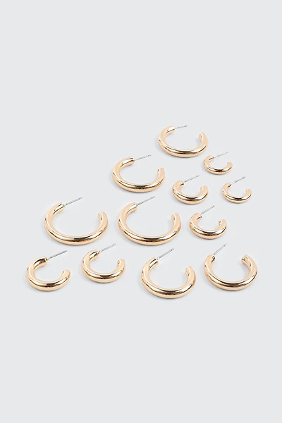 6 Pack Hoop Earrings