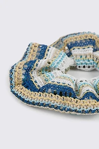 Oversized Striped Crochet Scrunchie