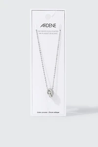 Collier anneaux entrelacés plaqué or blanc 14K