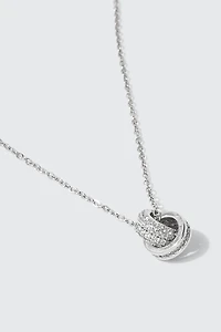 Collier anneaux entrelacés plaqué or blanc 14K