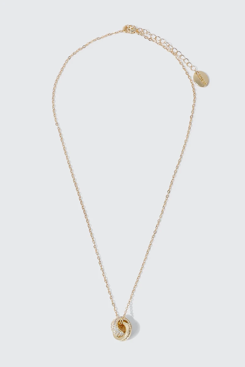 Collier anneaux entrelacés plaqué or 14K