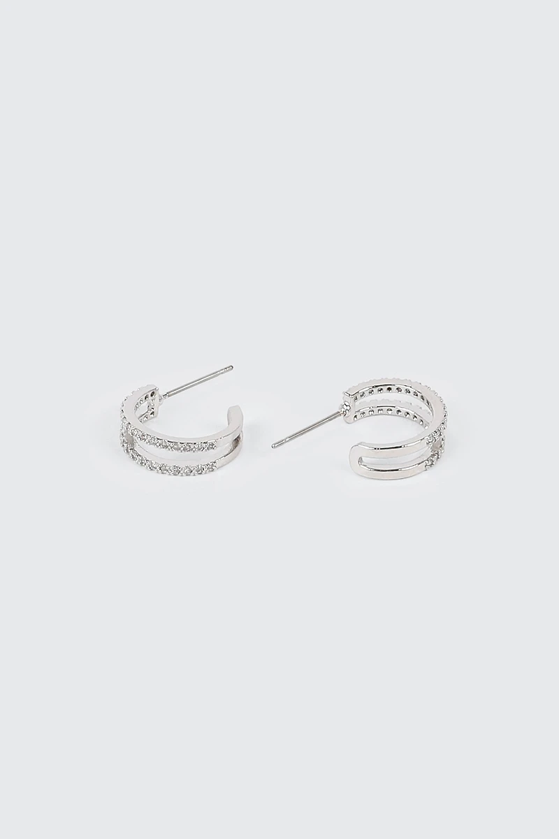 14K White Gold Plated Hoop Earrings