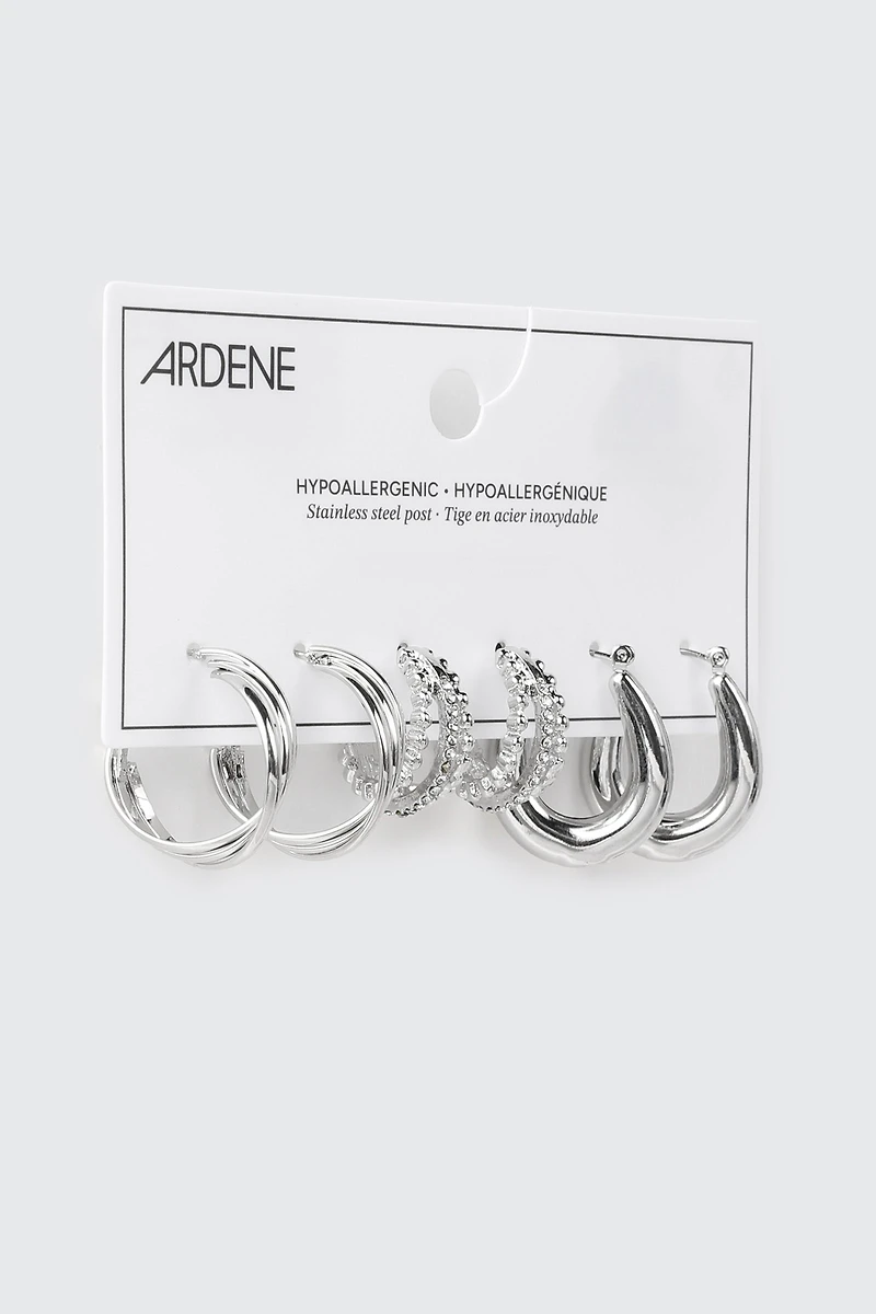 3 paires d’anneaux variés