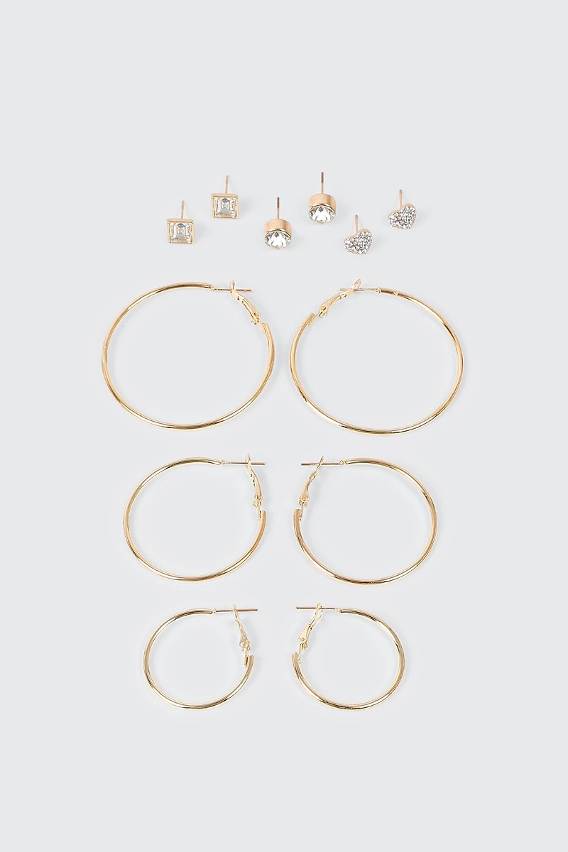 Hoop and Stud Earring Set
