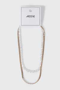 Layered Faux Pearl Chain Necklace