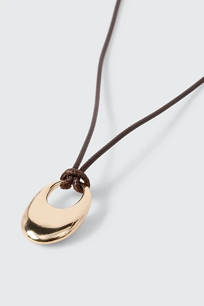 Oval Pendant Cord Necklace